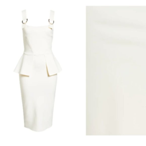 CHIARA BONI LA PETITE ROBE TORQUATA PEPLUM D-RING CREAM SHEATH DRESS 44 IT/ 8 US - Picture 5 of 6